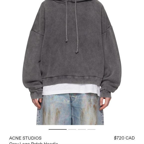 Acne Studios - gray drawstring hoodie cropped - Picture 11 of 11